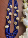 Fine Kundan jadau long Royal Blue necklace set/Pacchi Kundan Necklace /Long Necklace/ Rani haar/ Indian Jewelry/ Indian Necklace/ Sabyasachi