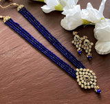 Long Blue Polki Necklace