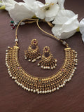 Gold Necklace/ Temple Jewelry/ Indian Necklace/ South Indian choker Necklace/ Indian Necklace Set/ Indian Choker/ Guttapusalu Necklace