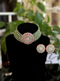 Kundan choker/Mint Choker Necklace/Indian wedding jewelry/Sabyasachi Necklace