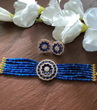 Kundan choker/Blue Choker Necklace/Indian wedding jewelry/Sabyasachi Necklace
