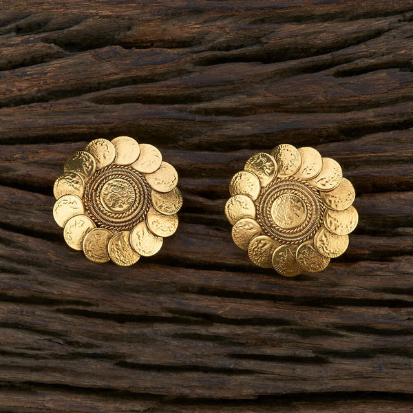 Coin Earrings/ Gold earrings/ Stud Earrings/ Indian earrings/ Antique Gold Studs / South Indian jewelry/ gold tops/delicate studs