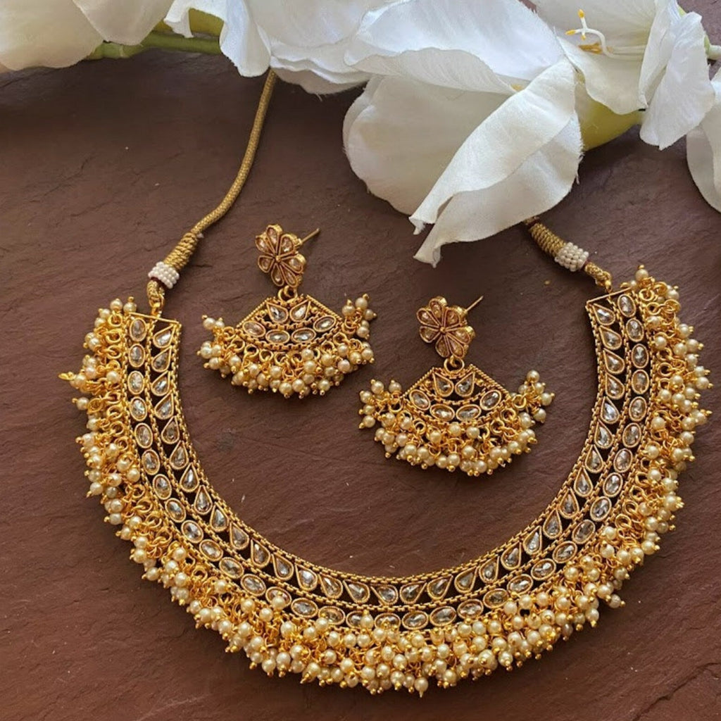 Golden Brass Indian Bridal Necklace Set, Size: Free at Rs 1800/piece in  Jamnagar