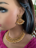 Pearl Choker/polki Gold choker Necklace/Indian Choker/South Indian jewelry/Indian Wedding Jewelry/Guttapusalu Necklace/temple jewelry