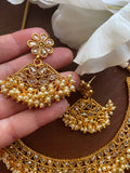 Pearl Choker/polki Gold choker Necklace/Indian Choker/South Indian jewelry/Indian Wedding Jewelry/Guttapusalu Necklace/temple jewelry