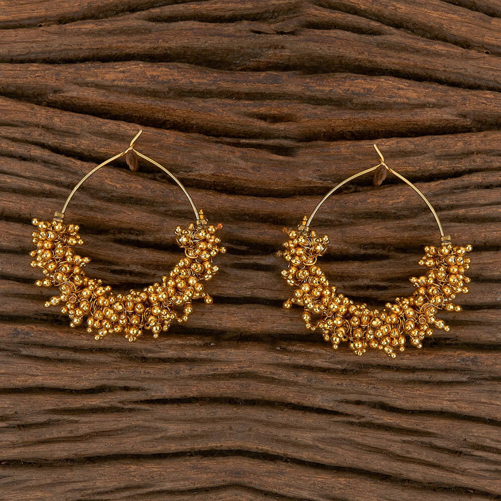 Hoop Earrings / Indian Jewelry / Pearl Cluster Bead Bali Ring 