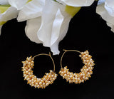 Indian hoop earrings/gold hoops/ gold ghungru earrings/Pearl hoops/Baali earrings/punjabi earrings/pakistani earrings/ light weight earrings