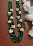 Fine Kundan jadau long necklace set in Emerald and pearls /Pacchi Kundan Necklace /Long Necklace/ Rani haar/ Indian Jewelry/ Indian Necklace