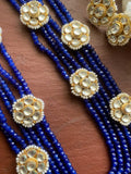 Fine Kundan jadau long Royal Blue necklace set/Pacchi Kundan Necklace /Long Necklace/ Rani haar/ Indian Jewelry/ Indian Necklace/ Sabyasachi