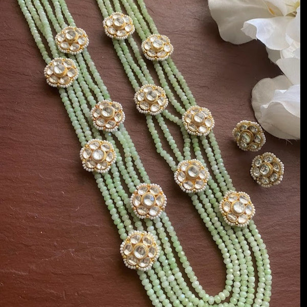 Fine Kundan jadau long Mint necklace set/Pacchi Kundan Necklace /kundan Long Necklace/Rani haar/ Indian Jewelry/ Indian Necklace/ Sabyasachi
