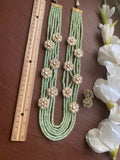 Fine Kundan jadau long Mint necklace set/Pacchi Kundan Necklace /kundan Long Necklace/Rani haar/ Indian Jewelry/ Indian Necklace/ Sabyasachi