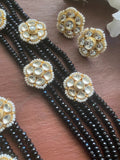 Fine Kundan jadau long Black necklace set/Pacchi Kundan Necklace /Onyx Long Necklace/ Rani haar/ Indian Jewelry/ Indian Necklace/ Sabyasachi