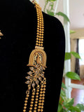 Long Indian Polki Peacock multilayered Necklace with One side pendant