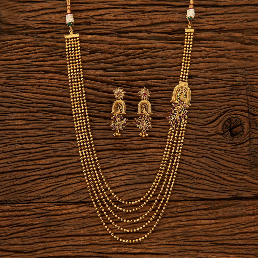 Long Indian Polki Peacock multilayered Necklace with One side