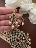 Long Kundan Pearl Peacock Necklace| Indian Long Necklace | Pakistani Jewelry | Pearl Kundan Mala | Pearl beads Necklace| Sabyasachi Necklace