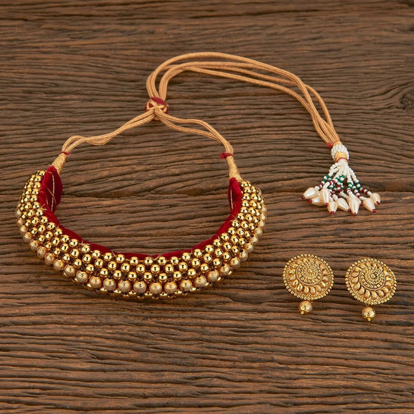 Gold Plated Traditional Maharashtrian Thushi Necklace Jewellery With Tops  For Girls / Women – alltrend.in