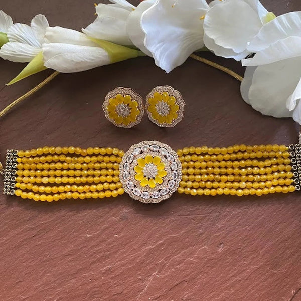 Kundan choker/Yellow Choker Necklace/Indian wedding jewelry/Sabyasachi Necklace