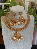 Guttapusalu Choker Necklace/kemp Necklace/ Gold Indian Temple Necklace/Matte Gold Choker/Temple jewelry/South Indian Jewelry/ Amrapali