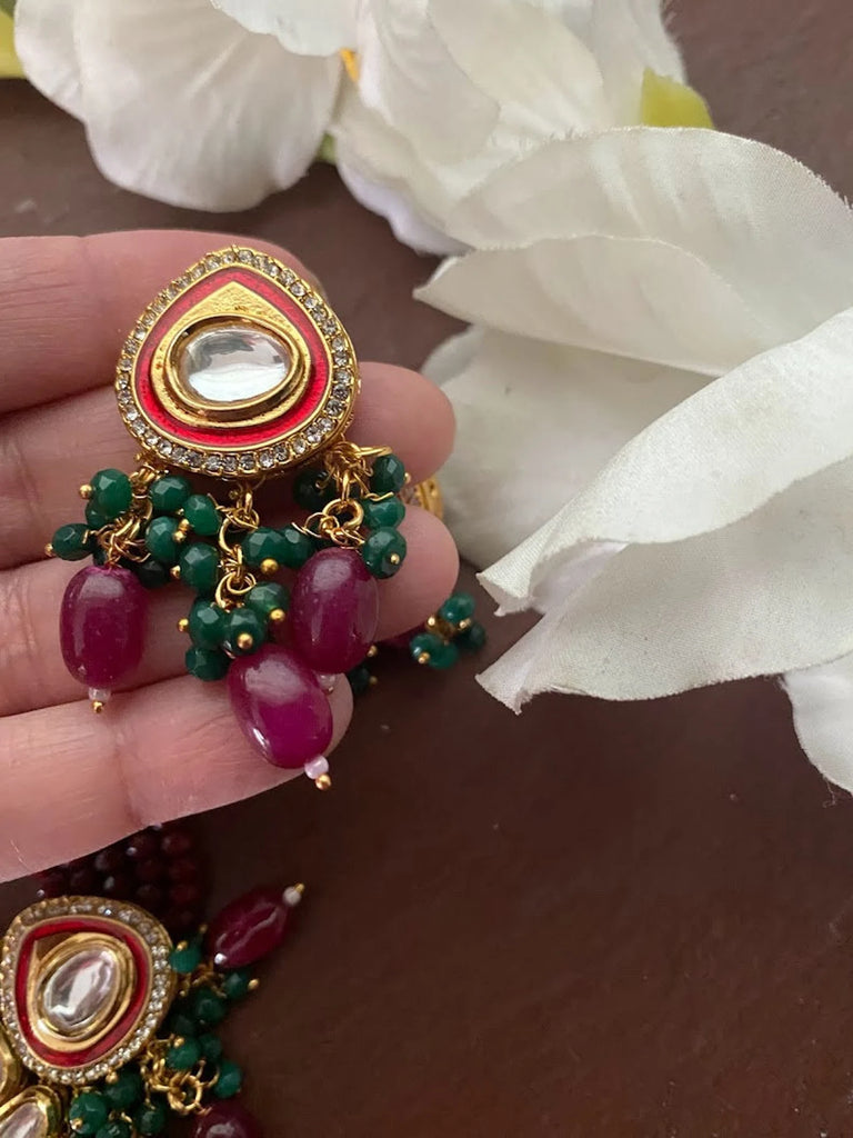 Beautiful Multi Color Kundan Choker Necklace Set For Girls/Women (KN1099)  at Rs 442/set in Jaipur