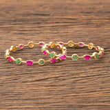 Ruby Green Bangles/CZ Bangles /Indian Bangles/Gold Bangle/Delicate Bracelets/Bridal bangles/Pakistani Jewelry/stacking Bangles/ wedding