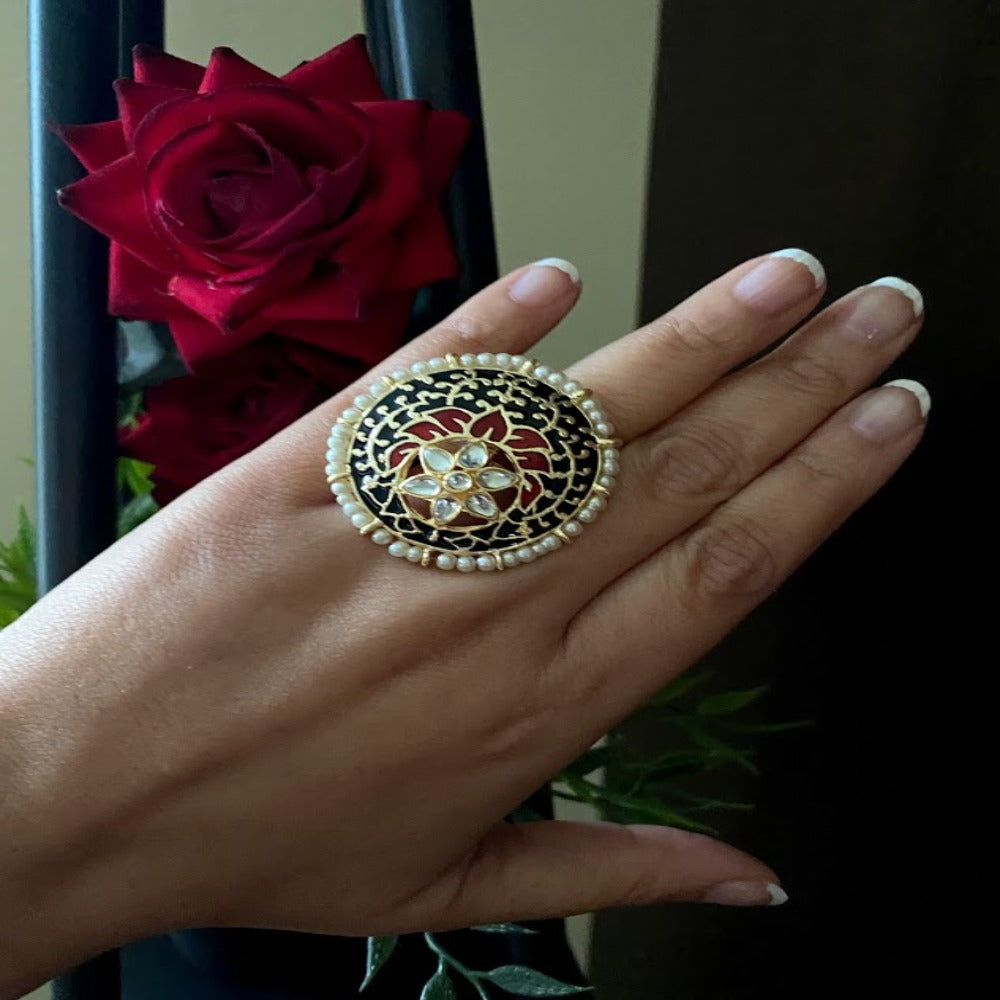 Thick Band Stone Ring Gold Plated Big Crystal Quartz Gemstone Fashion Rings  | eBay