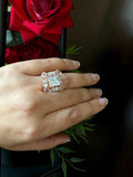 CZ diamond Rose Gold baguette Ring/ Adjustable Ring/ Statement Jewelry/Uncut polki Jewelry/ Indian Ring/  Diamond CZ ring/ Pakistani Jewelry