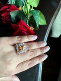 CZ diamond Rose Gold baguette Ring/ Adjustable Ring/ Statement Jewelry/Uncut polki Jewelry/ Indian Ring/  Diamond CZ ring/ Pakistani Jewelry