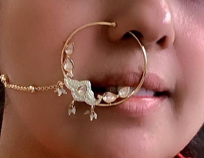 Bharti's Bridals Golden Traditional Nose Ring Chain at Rs 82 in Mumbai