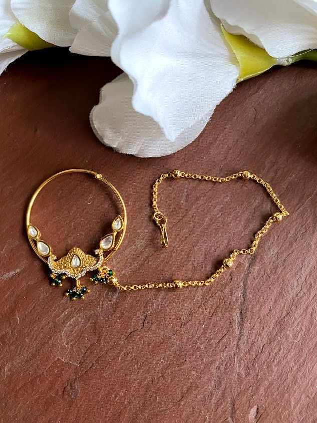 Karizma Jewels Golden real gold nose stud 14k ethnic indian piercing nose  ring push pin gnp-177 at Rs 2104/piece in Jalandhar